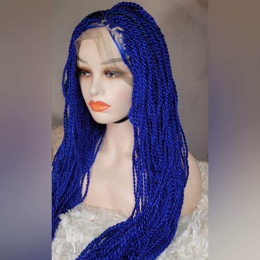 Vibrant Blue Braided Wig